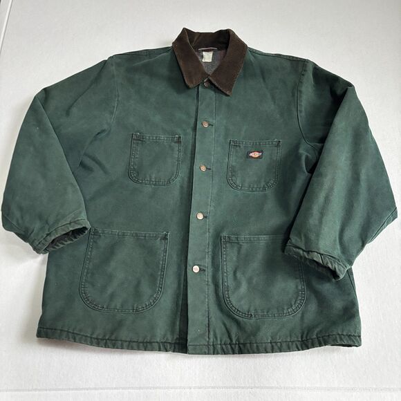 VTG Dickies Chore Coat Jacket Mens XL Green Blanket Lined 90s Farm Barn USA Made - Picture 1 of 8
